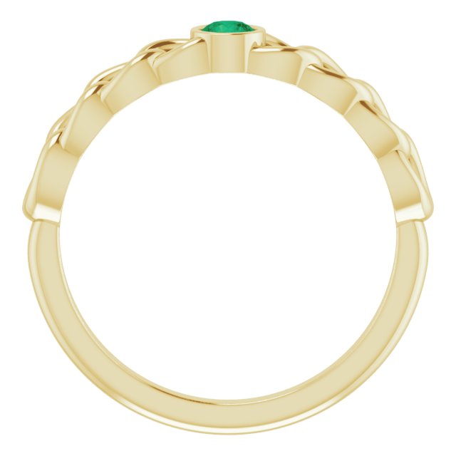 14K Yellow Gold Natural Emerald Curb Chain Ring-72328:113:P-Chris's Jewelry