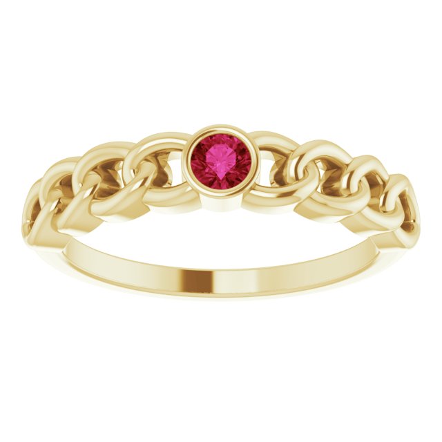 14K Yellow Gold Natural Ruby Curb Chain Ring-72328:106:P-Chris's Jewelry