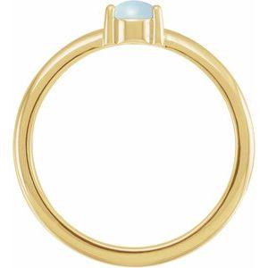 14K Yellow Gold Natural White Opal Cabochon Ring-72211:112:P-Chris's Jewelry