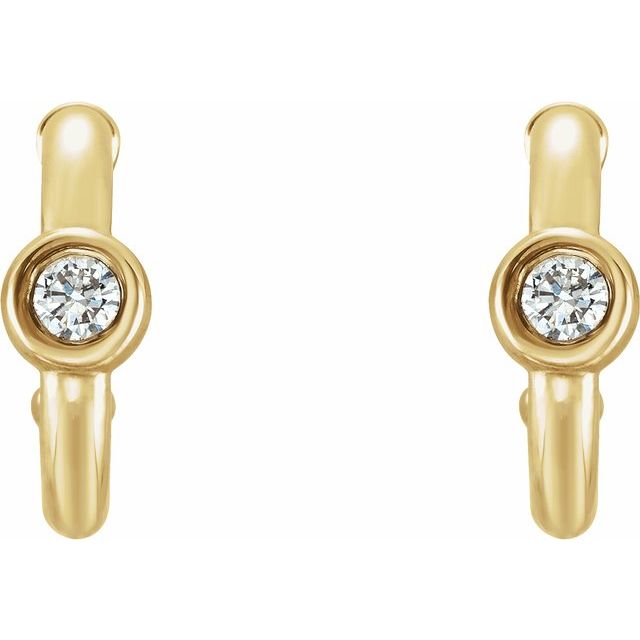 14K Yellow Gold Natural White Sapphire Huggie Hoop Earrings-86492:60020:P-Chris's Jewelry