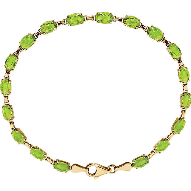 14K Yellow Gold Oval Peridot Line Tennis Bracelet-Chris's