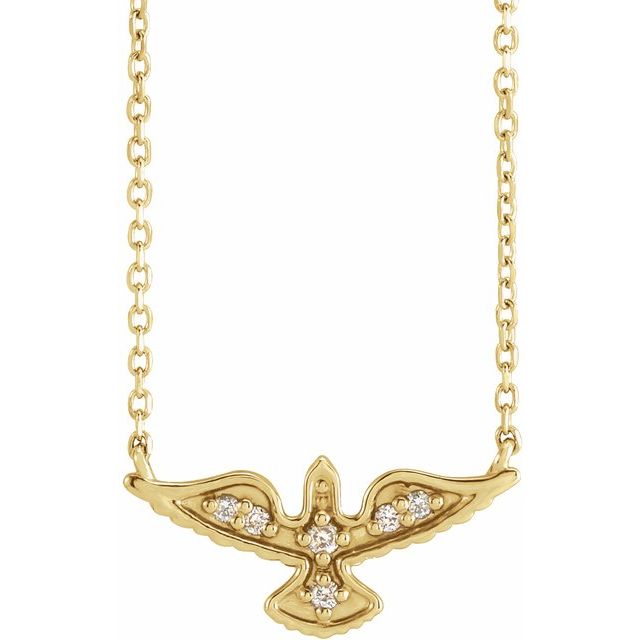 14K Yellow Gold .05 CTW Diamond Petite Holy Spirit 18" Necklace-87401:131:P-Chris's Jewelry