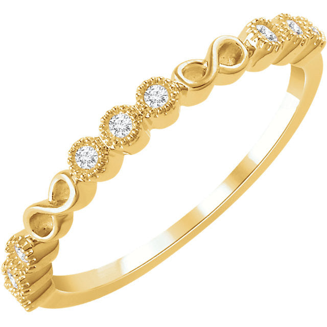 14k Gold 1/10 CTW Diamond Infinity Anniversary Band - White, Yellow or Rose-652286:600:P-Chris's Jewelry