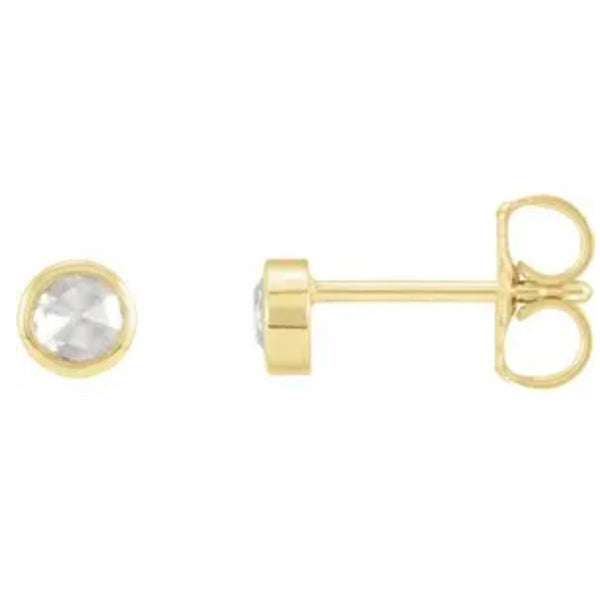 14k Gold 2-5.7mm Rose-Cut Diamond Bezel-Set Earrings-87612:175:P-Chris's Jewelry