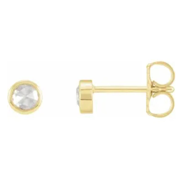 14k Gold 2-5.7mm Rose-Cut Diamond Bezel-Set Earrings-87612:105:P-Chris's Jewelry