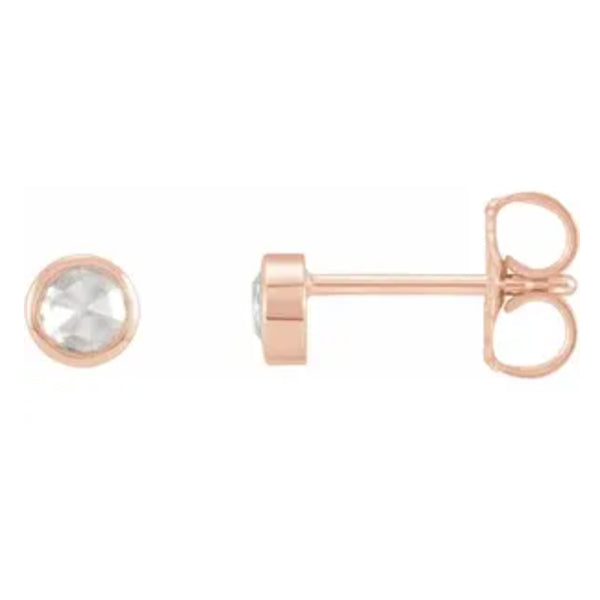 14k Gold 2-5.7mm Rose-Cut Diamond Bezel-Set Earrings-87612:174:P-Chris's Jewelry