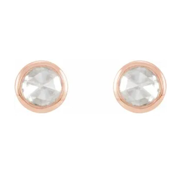 14k Gold 2-5.7mm Rose-Cut Diamond Bezel-Set Earrings-Chris's Jewelry