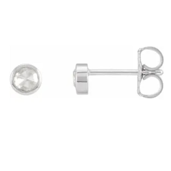14k Gold 2-5.7mm Rose-Cut Diamond Bezel-Set Earrings-87612:177:P-Chris's Jewelry