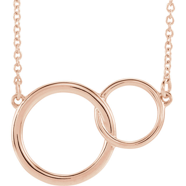 14k Gold 20x14 Interlocking Circle 16-18" Necklace-86742:603:P-Chris's Jewelry