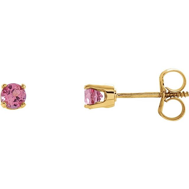 14k Gold 3mm Round Birthstone Youth Screw Back Earrings-651643:70052:P-Chris's Jewelry