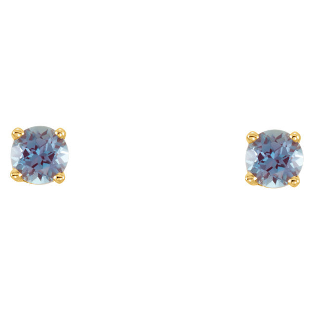 14k Gold 3mm Round Birthstone Youth Screw Back Earrings-Chris's Jewelry