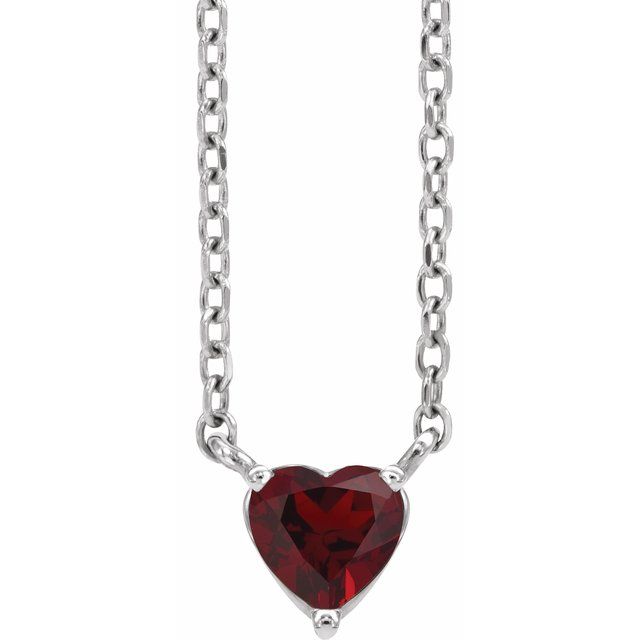 14k Gold 4mm Gemstone Heart 16-18" Necklaces-88055:170:P-Chris's Jewelry