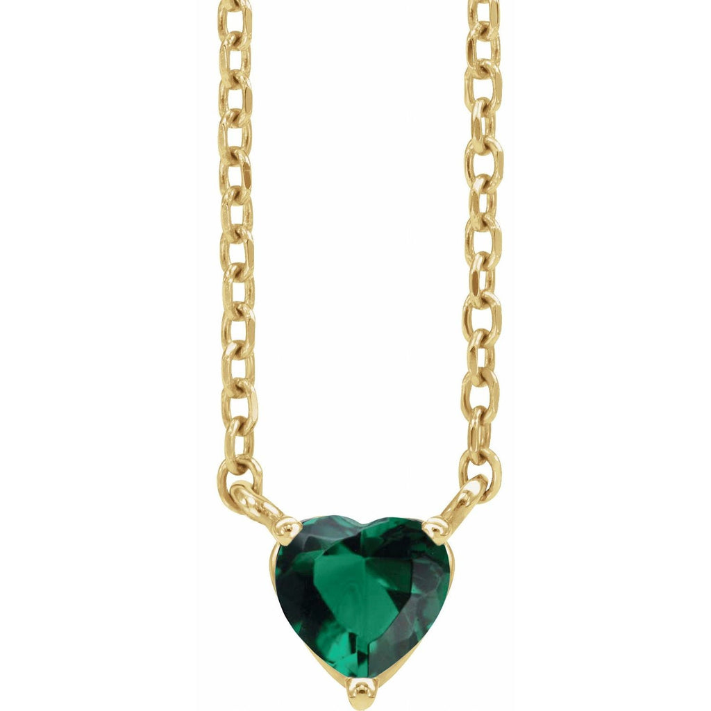 14k Gold 4mm Gemstone Heart 16-18" Necklaces-88055:198:P-Chris's Jewelry
