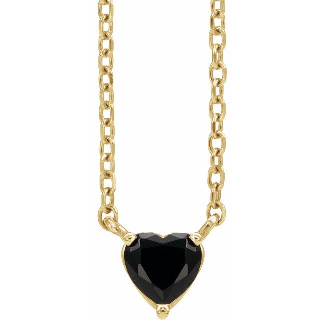 14k Gold 4mm Gemstone Heart 16-18" Necklaces-88055:156:P-Chris's Jewelry