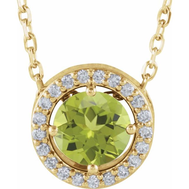 14k Gold 5mm Gemstone & .06 CTW Diamond Halo 16" Necklaces-86066:6052:P-Chris's Jewelry