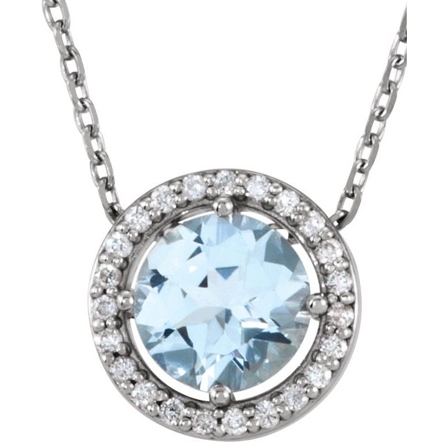 14k Gold 5mm Gemstone & .06 CTW Diamond Halo 16" Necklaces-86066:6017:P-Chris's Jewelry