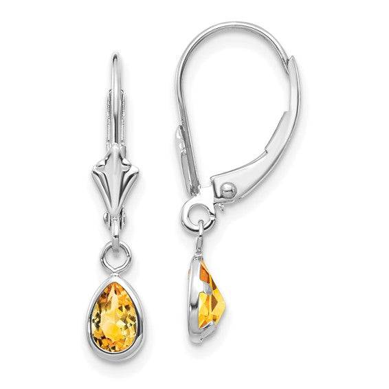 14k Gold 6x4mm Bezel Pear Gemstone Leverback Earrings-XBE287-Chris's Jewelry