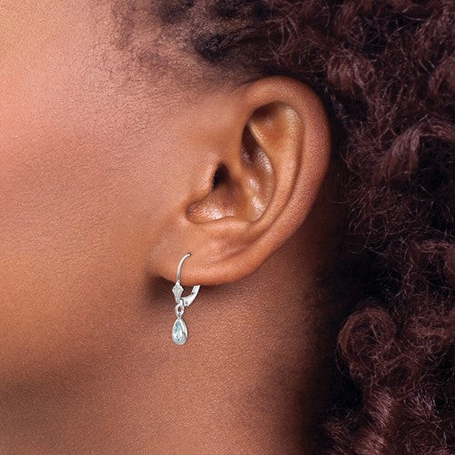 14k Gold 6x4mm Bezel Pear Gemstone Leverback Earrings-Chris's Jewelry