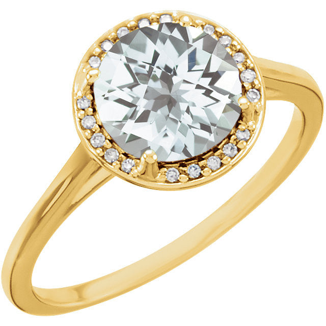 14k Gold 8mm Round White Topaz & .05 CTW Diamond Halo Ring-71632:70011:P-Chris's Jewelry