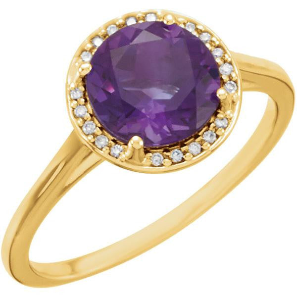 14k Gold Amethyst and .05CTW Diamond Halo Ring-71632:70003:P-Chris's Jewelry