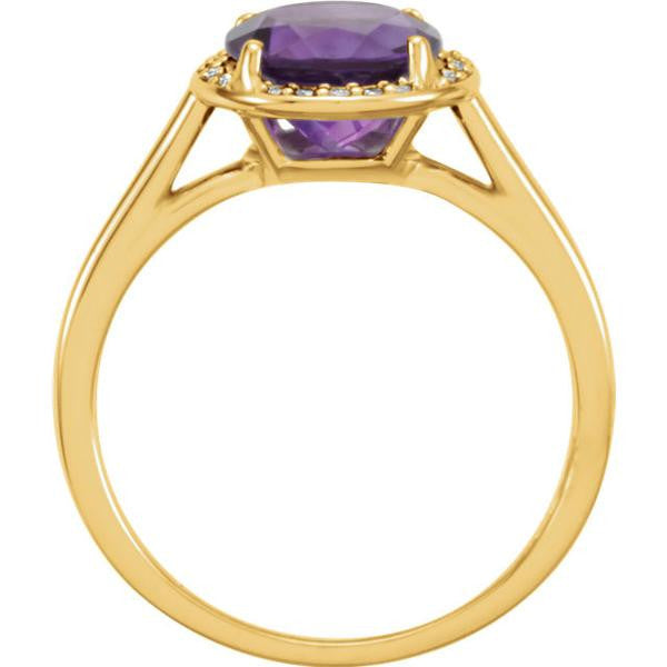 14k Gold Amethyst and .05CTW Diamond Halo Ring-Chris's Jewelry