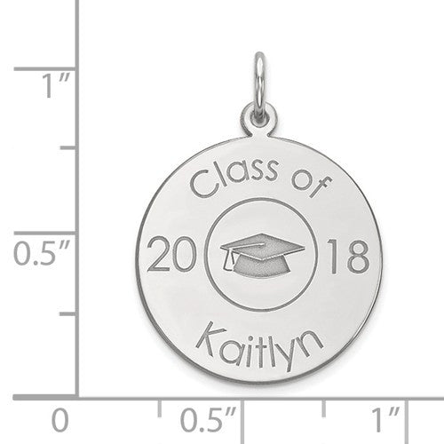 14k Gold Any Year and Name Graduation Round Pendant Charm-Chris's Jewelry