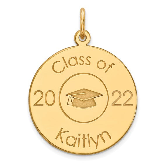 14k Gold Any Year and Name Graduation Round Pendant Charm-XNA365Y-Chris's Jewelry