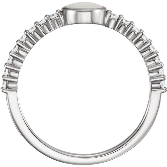 14k Gold Bezel Set Australian Opal Diamond Ring - White, Rose or Yellow-Chris's Jewelry