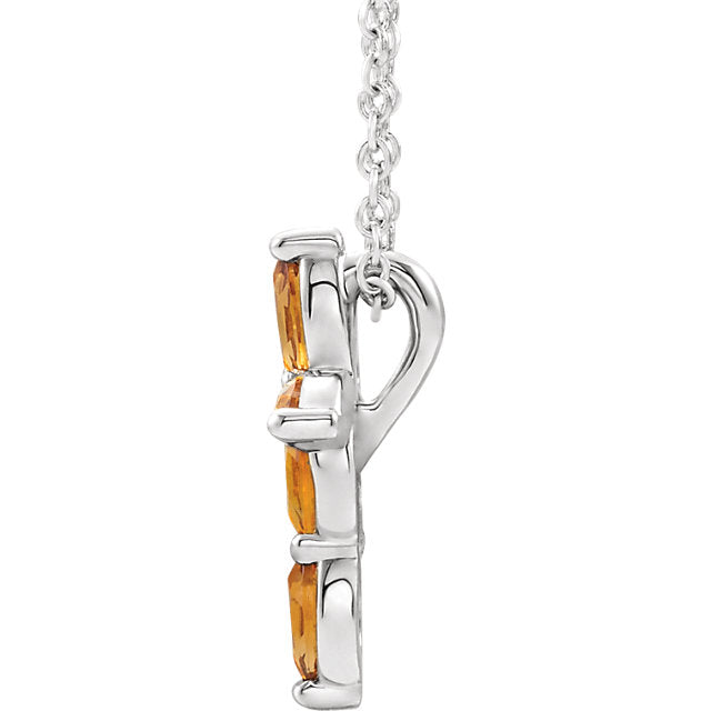 14k Gold Citrine Cross Necklace - White Rose or Yellow Gold-Chris's Jewelry
