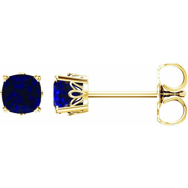 14k Gold Cushion Cut 4mm Genuine Gemstone Earrings-28190:105:P-Chris's Jewelry