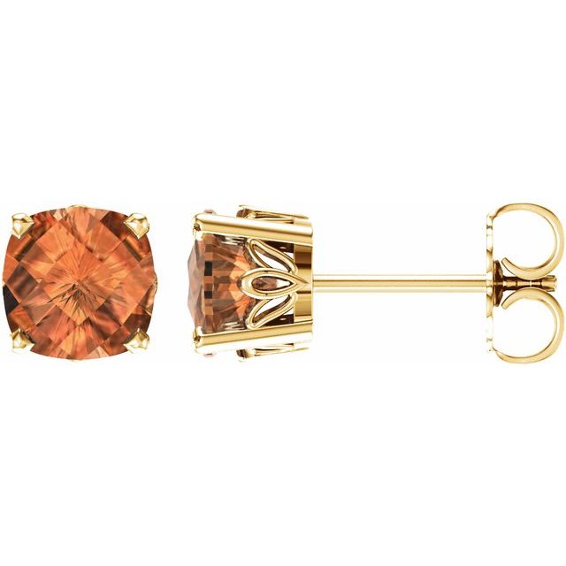 14k Gold Cushion Cut 6mm Genuine Gemstone Earrings-28190:70052:P-Chris's Jewelry