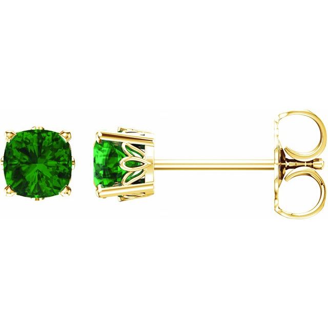 14k Gold Cushion Cut 6mm Genuine Gemstone Earrings-28190:70068:P-Chris's Jewelry
