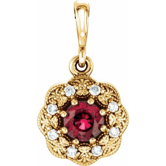 14k Gold Gemstone & .06CTW Diamond Pendants-Chris's Jewelry