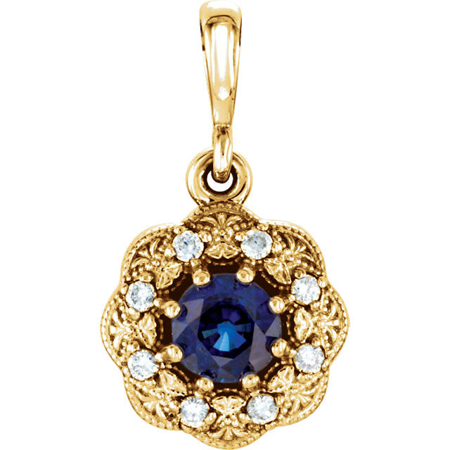 14k Gold Gemstone & .06CTW Diamond Pendants-86244:6002:P-Chris's Jewelry