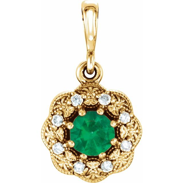 14k Gold Gemstone & .06CTW Diamond Pendants-86244:6011:P-Chris's Jewelry