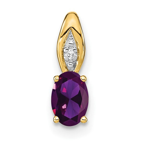 14k Gold Genuine Oval Gemstone & Diamond Pendants-XBS589-Chris's Jewelry