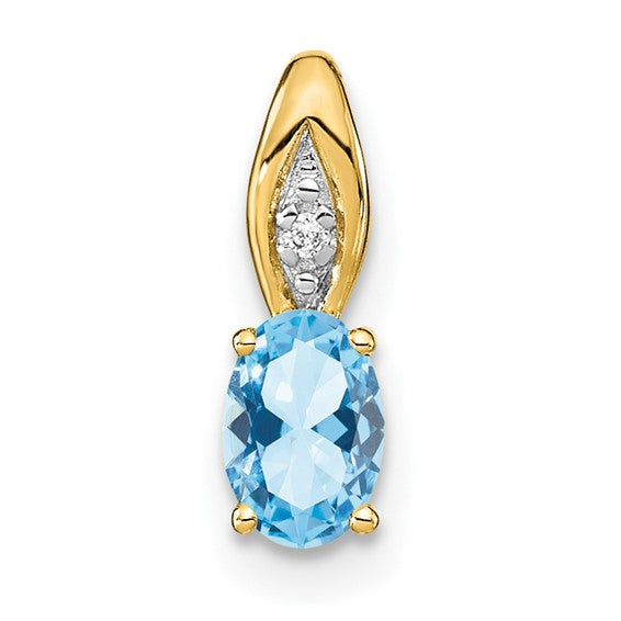 14k Gold Genuine Oval Gemstone & Diamond Pendants-XBS590-Chris's Jewelry