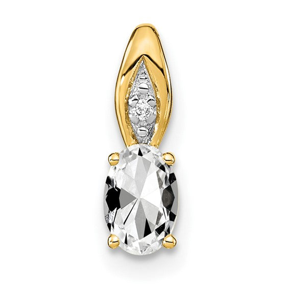 14k Gold Genuine Oval Gemstone & Diamond Pendants-XBS591-Chris's Jewelry