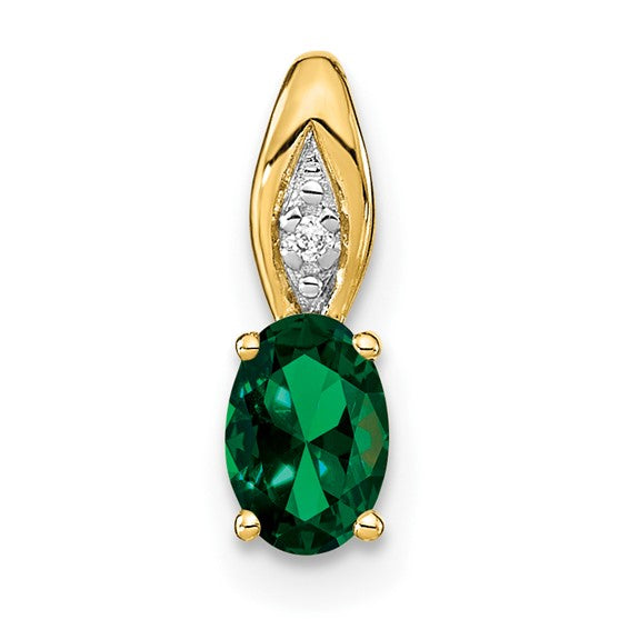14k Gold Genuine Oval Gemstone & Diamond Pendants-XBS592-Chris's Jewelry