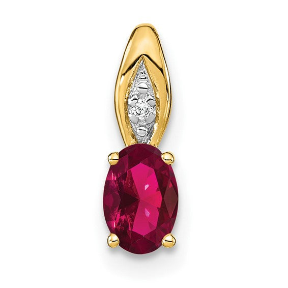 14k Gold Genuine Oval Gemstone & Diamond Pendants-XBS594-Chris's Jewelry