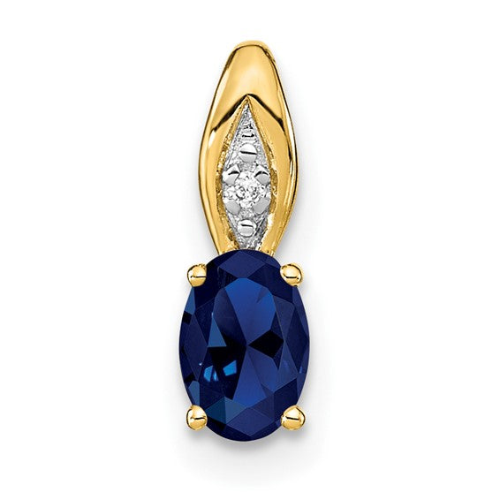 14k Gold Genuine Oval Gemstone & Diamond Pendants-XBS596-Chris's Jewelry
