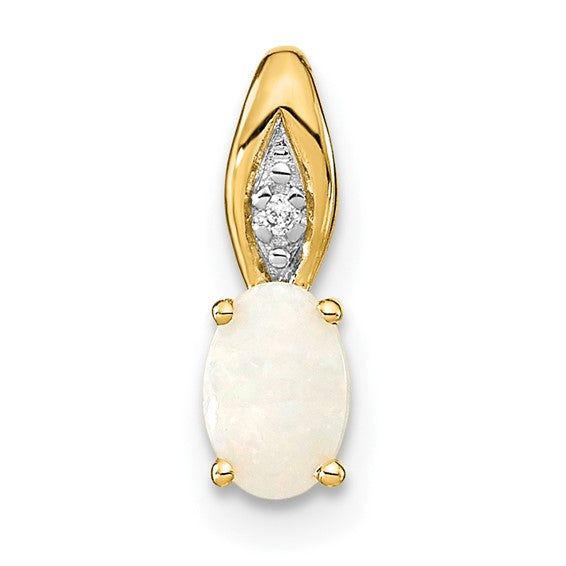 14k Gold Genuine Oval Gemstone & Diamond Pendants-XBS597-Chris's Jewelry