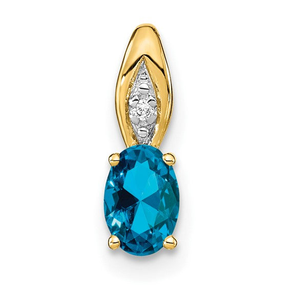 14k Gold Genuine Oval Gemstone & Diamond Pendants-XBS331-Chris's Jewelry