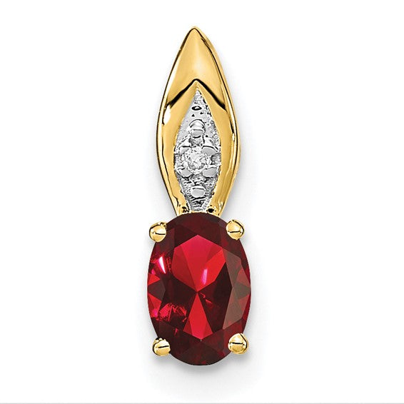 14k Gold Genuine Oval Gemstone & Diamond Pendants-XBS588-Chris's Jewelry