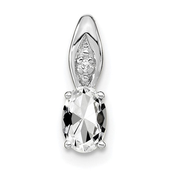 14k Gold Genuine Oval Gemstone & Diamond Pendants-XBS313-Chris's Jewelry