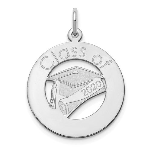 14k Gold Graduation Year and Name Round Pendant Charm Pendant-Chris's Jewelry
