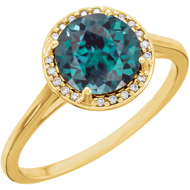 14k Gold Lab Created 8mm Round Alexandrite & Diamond Halo Ring-71632:70015:P-Chris's Jewelry