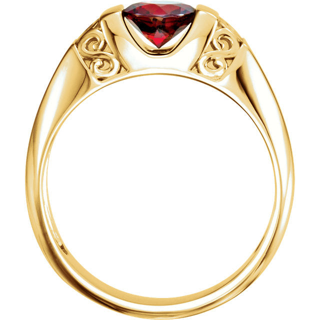 14k Gold Men's Mozambique Garnet Ring-Chris's Jewelry