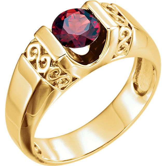 14k Gold Men's Mozambique Garnet Ring-9836:601:P-Chris's Jewelry