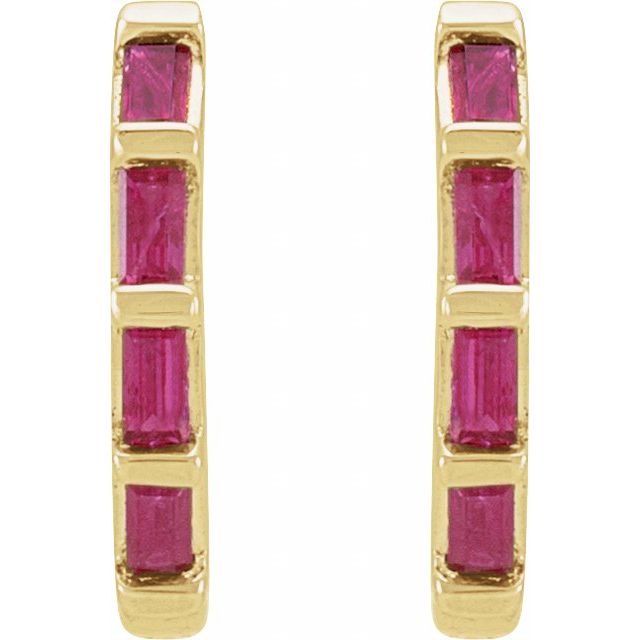 14k Gold Natural Stone Huggie Hoop Earrings - Diamond, Ruby or Sapphire-Chris's Jewelry